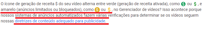 Geração de Receita - Limitada ou Bloqueada (ícone amarelo)